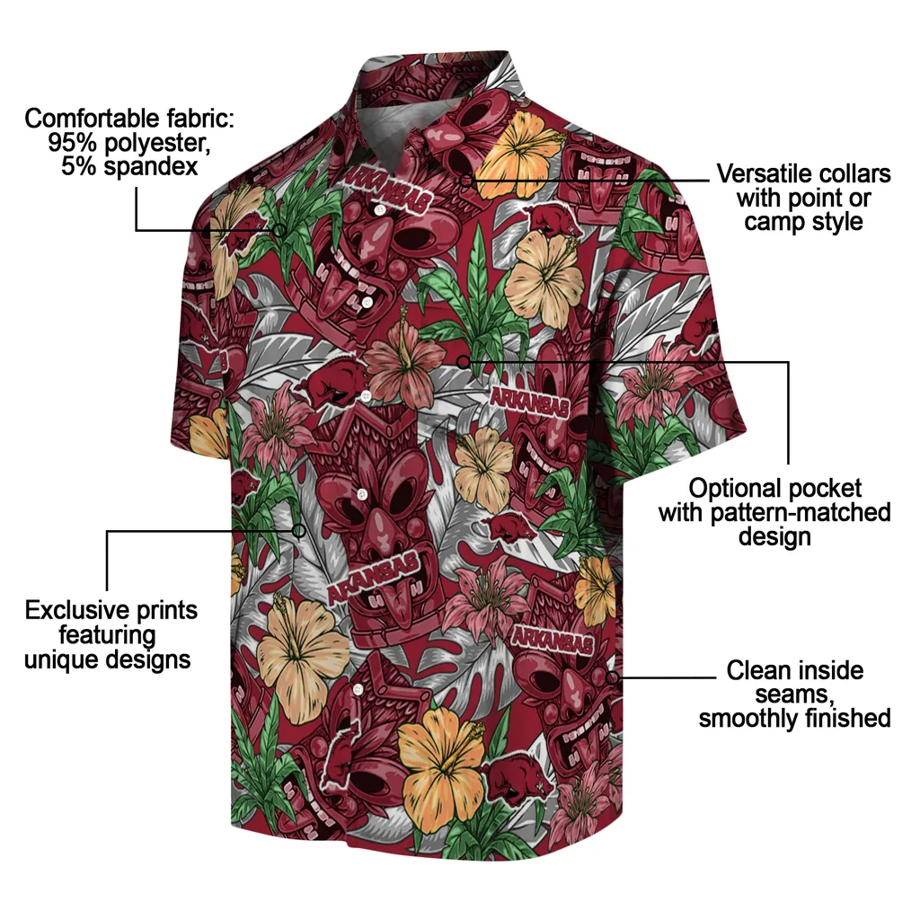 Arkansas Razorbacks Hawaiian Shirt - Hibiscus Tiki Jungle arkansas razorbacks tiki jungle red hawaiian shirts new arrival