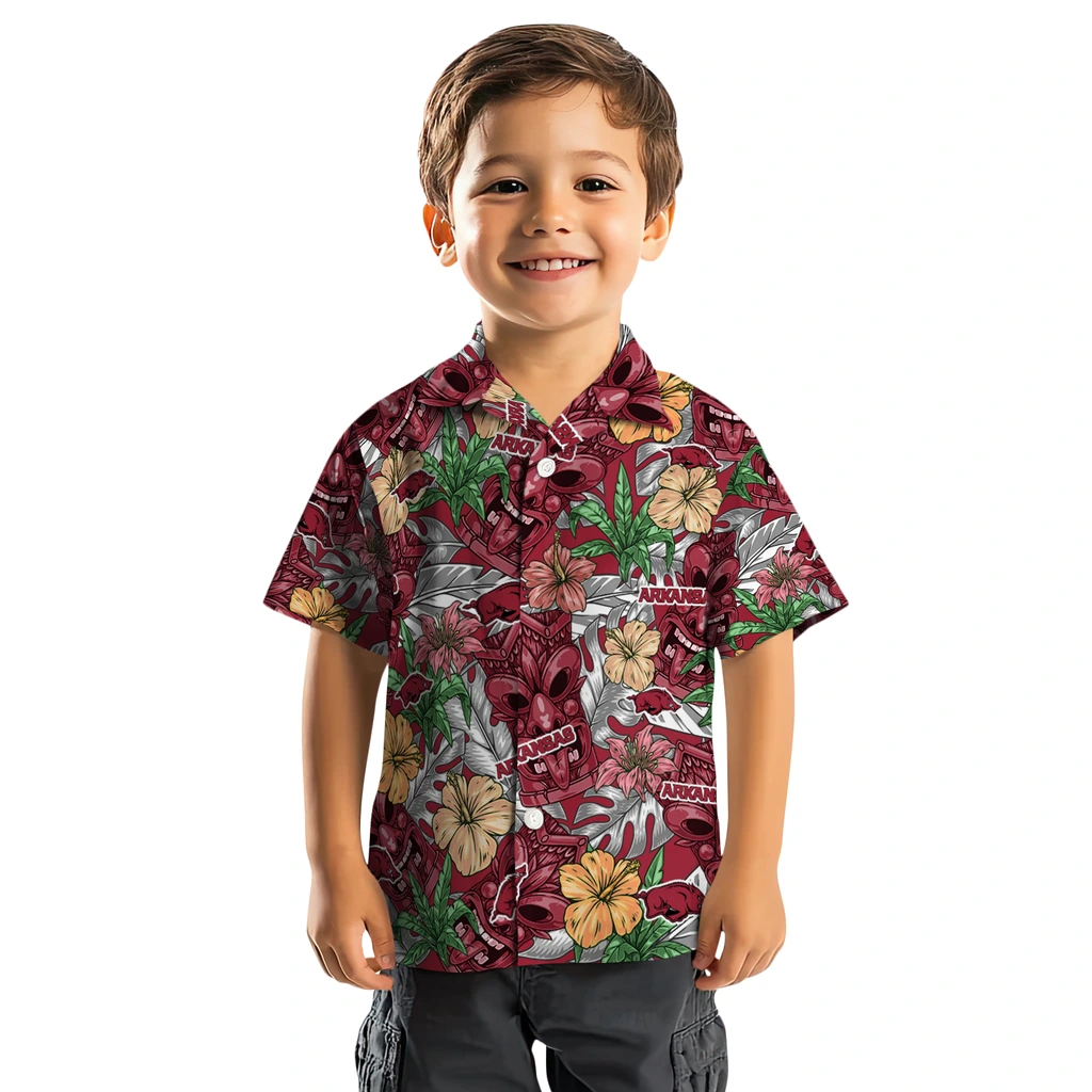 Arkansas Razorbacks Hawaiian Shirt - Hibiscus Tiki Jungle arkansas razorbacks tiki jungle red hawaiian shirts top rated