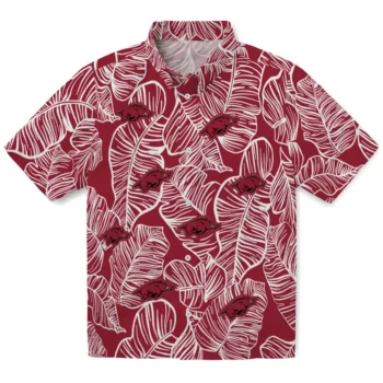 arkansas razorbacks leaf outline red hawaiian shirts best selling