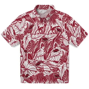 arkansas razorbacks monstera layer red hawaiian shirts best selling