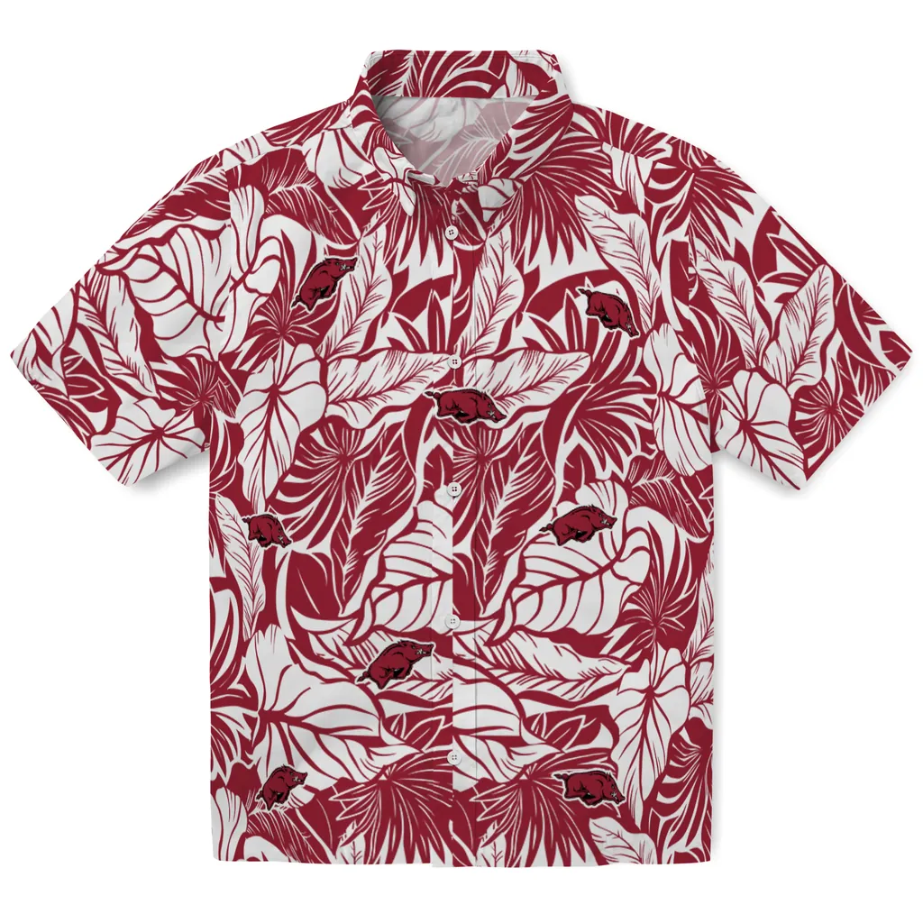 Arkansas Razorbacks Hawaiian Shirt - Monstera Layer arkansas razorbacks monstera layer red hawaiian shirts best selling