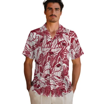 arkansas razorbacks monstera layer red hawaiian shirts fashion forward