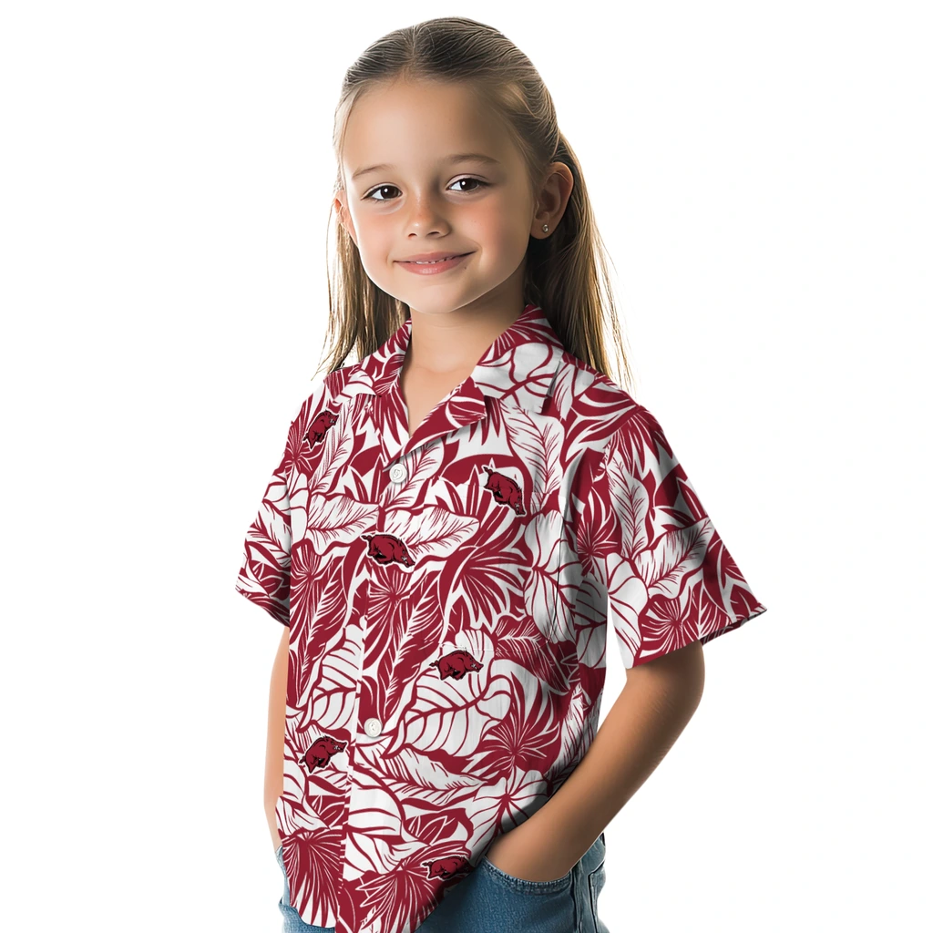 Arkansas Razorbacks Hawaiian Shirt - Monstera Layer arkansas razorbacks monstera layer red hawaiian shirts premium grade
