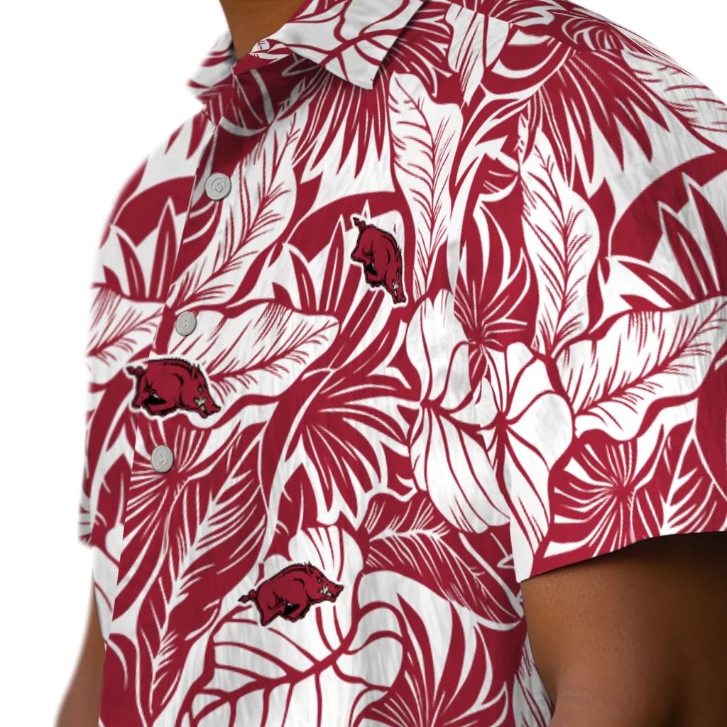 Arkansas Razorbacks Hawaiian Shirt - Monstera Layer arkansas razorbacks monstera layer red hawaiian shirts trendy