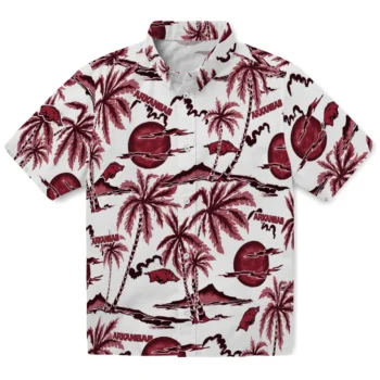 arkansas razorbacks palm sunset hawaiian shirts best selling