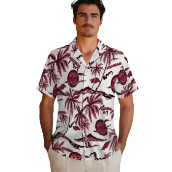 arkansas razorbacks palm sunset hawaiian shirts fashion forward