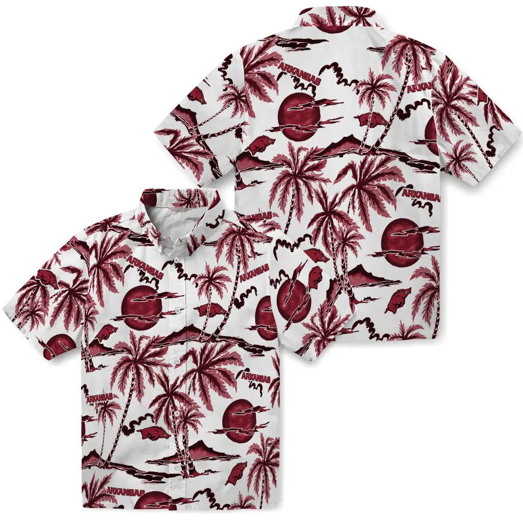 Arkansas Razorbacks Hawaiian Shirt - Palm Sunset arkansas razorbacks palm sunset hawaiian shirts high quality