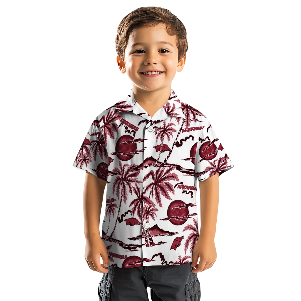 Arkansas Razorbacks Hawaiian Shirt - Palm Sunset arkansas razorbacks palm sunset hawaiian shirts top rated