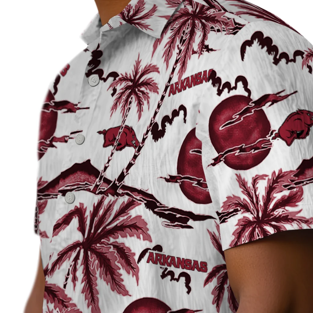 Arkansas Razorbacks Hawaiian Shirt - Palm Sunset arkansas razorbacks palm sunset hawaiian shirts trendy
