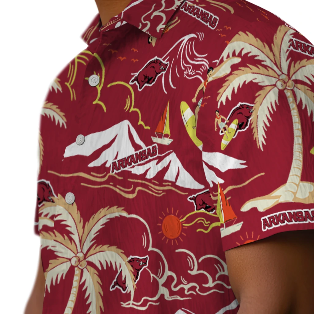 Arkansas Razorbacks Hawaiian Shirt - Palm Tree Island arkansas razorbacks palm tree island red hawaiian shirts trendy