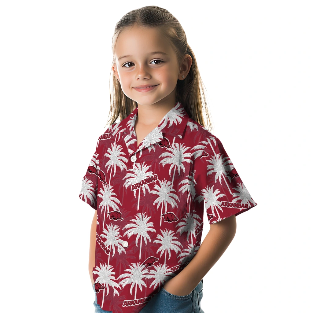 Arkansas Razorbacks Hawaiian Shirt - Palm Tree Motif arkansas razorbacks palm grove red hawaiian shirts premium grade