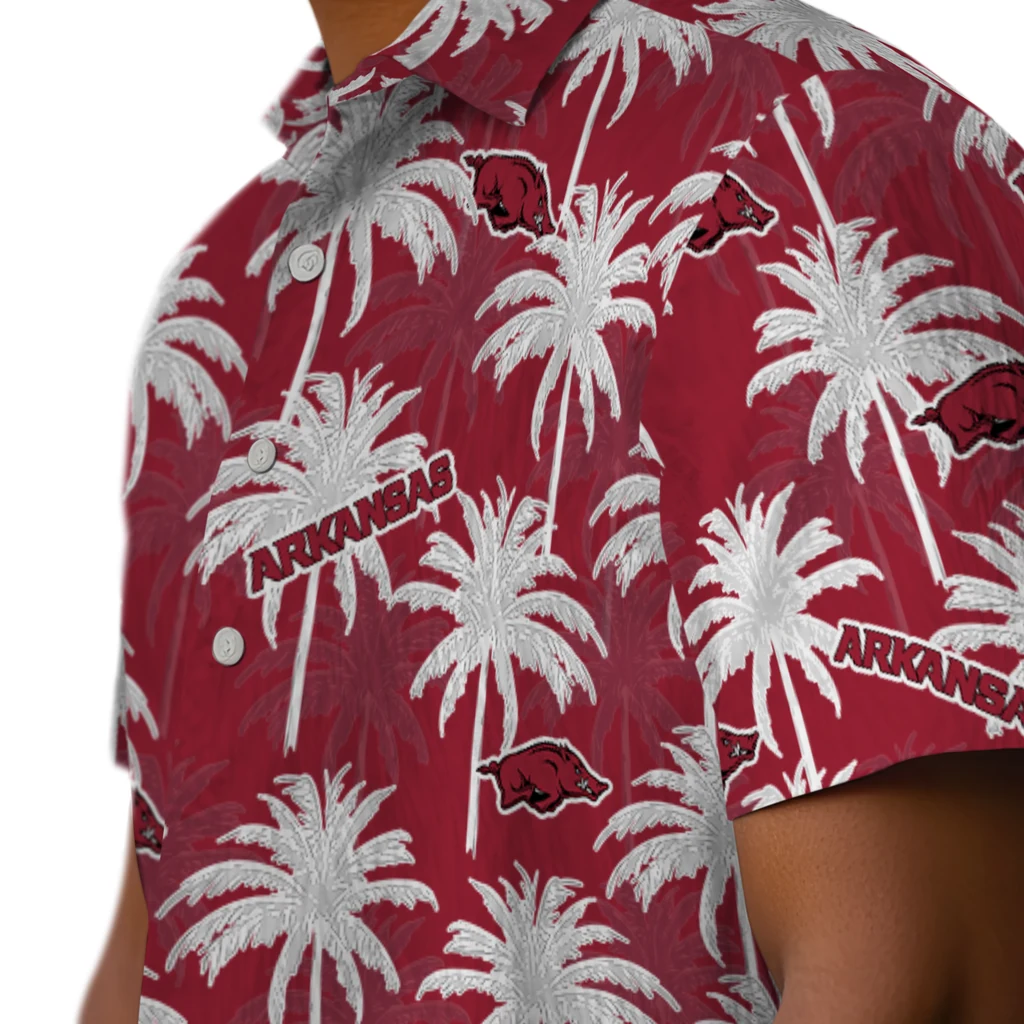 Arkansas Razorbacks Hawaiian Shirt - Palm Tree Motif arkansas razorbacks palm grove red hawaiian shirts trendy