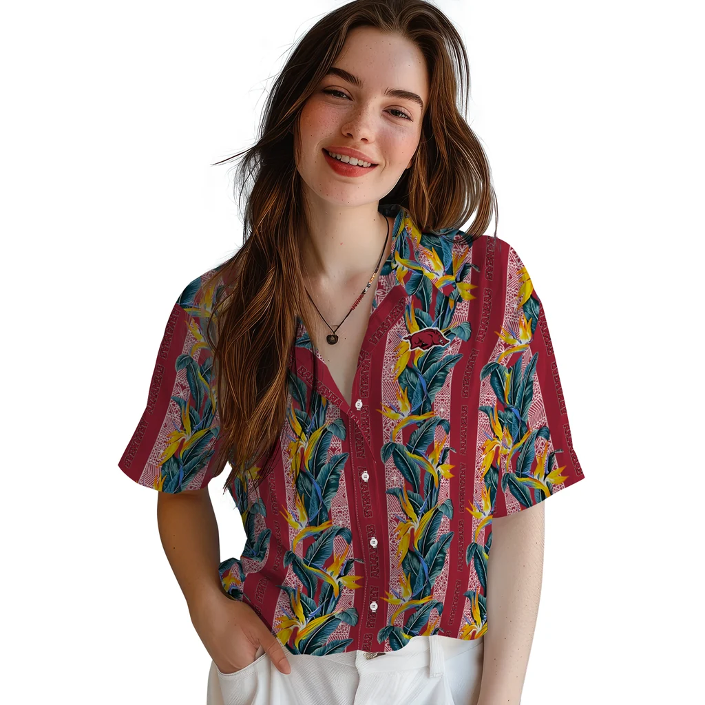 Arkansas Razorbacks Hawaiian Shirt - Paradise Vines arkansas razorbacks paradise vines red hawaiian shirts latest model