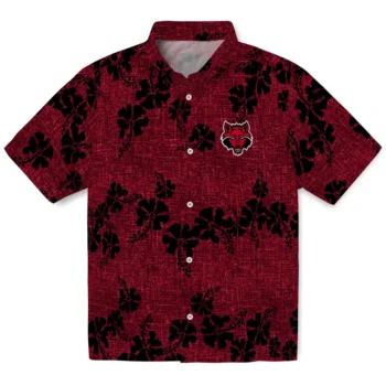 arkansas state red wolves hibiscus petals scarlet hawaiian shirts best selling