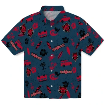arkansas state red wolves beach vibe navy hawaiian shirts best selling