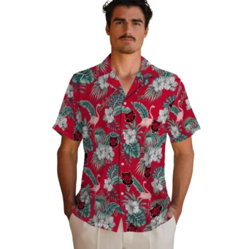 arkansas state red wolves flamingo palms scarlet hawaiian shirts fashion forward