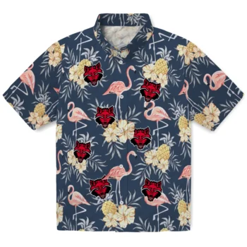 arkansas state red wolves flamingo hibiscus navy hawaiian shirts best selling
