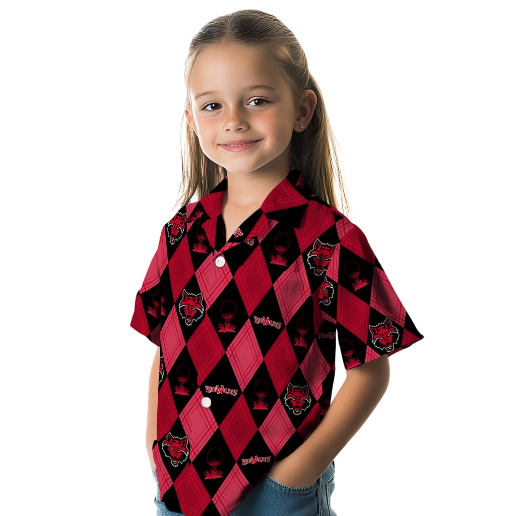 Arkansas State Red Wolves Hawaiian Shirt - Golfing Plaid arkansas state red wolves balloon plaid scarlet hawaiian shirts premium grade