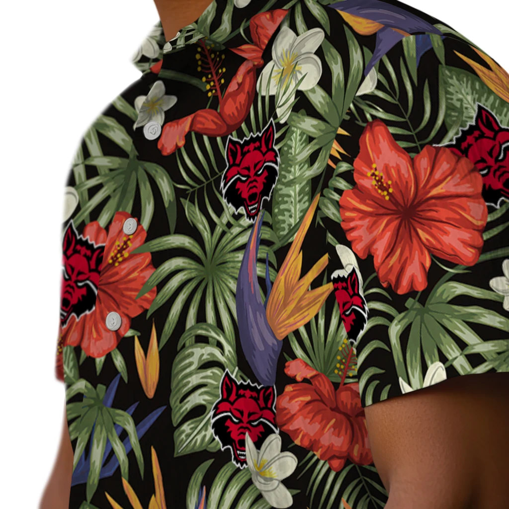 Arkansas State Red Wolves Hawaiian Shirt - Hawaii Floral Hibiscus arkansas state red wolves hibiscus bird hawaiian shirts trendy