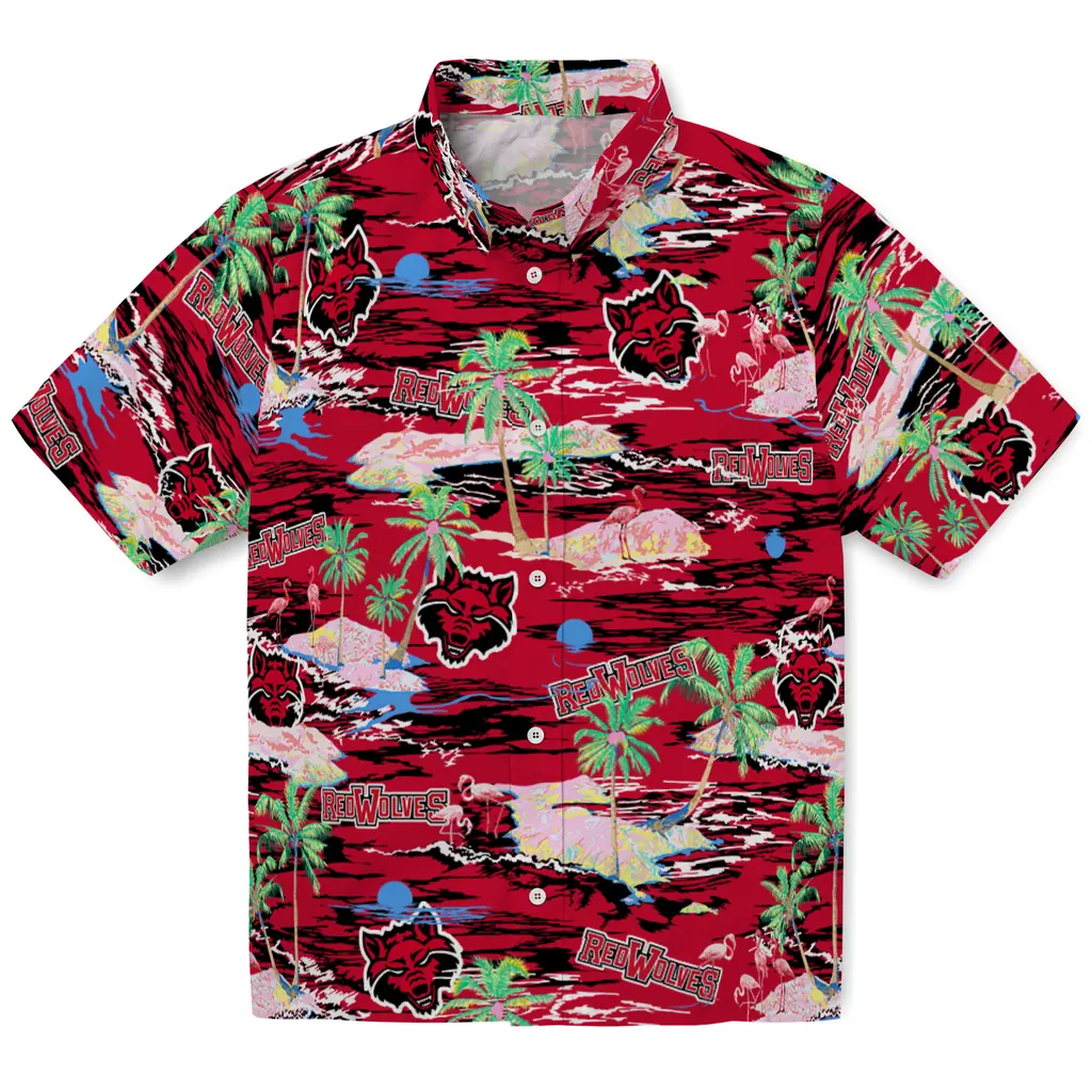 Arkansas State Red Wolves Hawaiian Shirt - Hawaii Island arkansas state red wolves flamingo retreat scarlet hawaiian shirts best selling