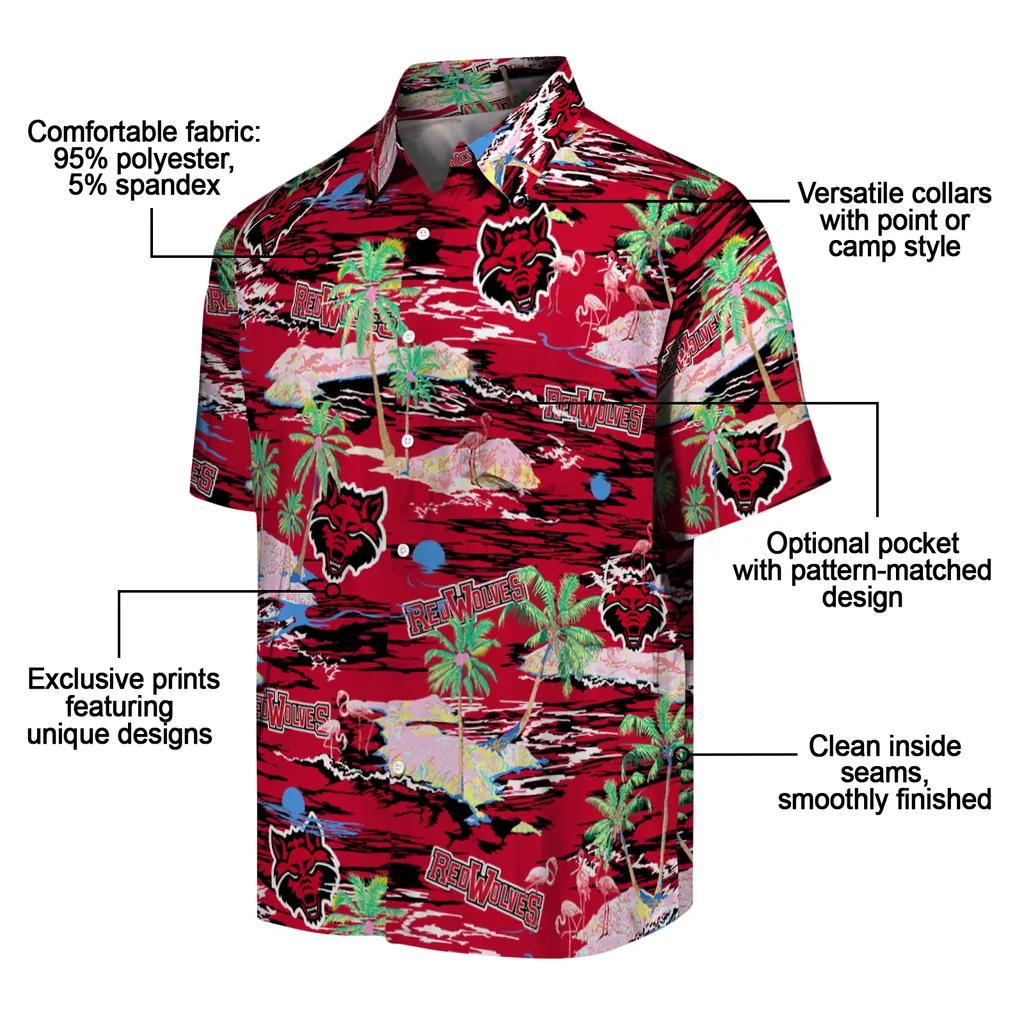 Arkansas State Red Wolves Hawaiian Shirt - Hawaii Island arkansas state red wolves flamingo retreat scarlet hawaiian shirts new arrival