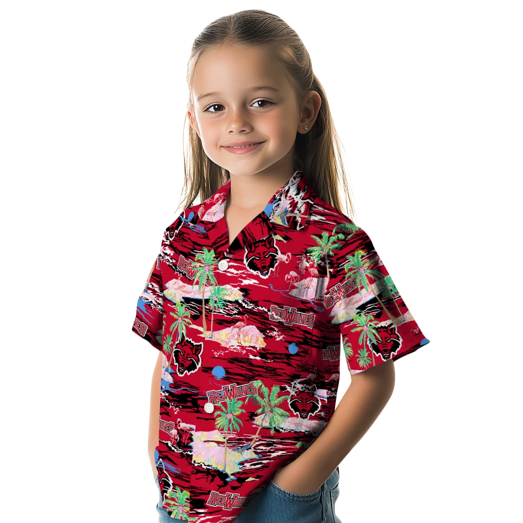 Arkansas State Red Wolves Hawaiian Shirt - Hawaii Island arkansas state red wolves flamingo retreat scarlet hawaiian shirts premium grade