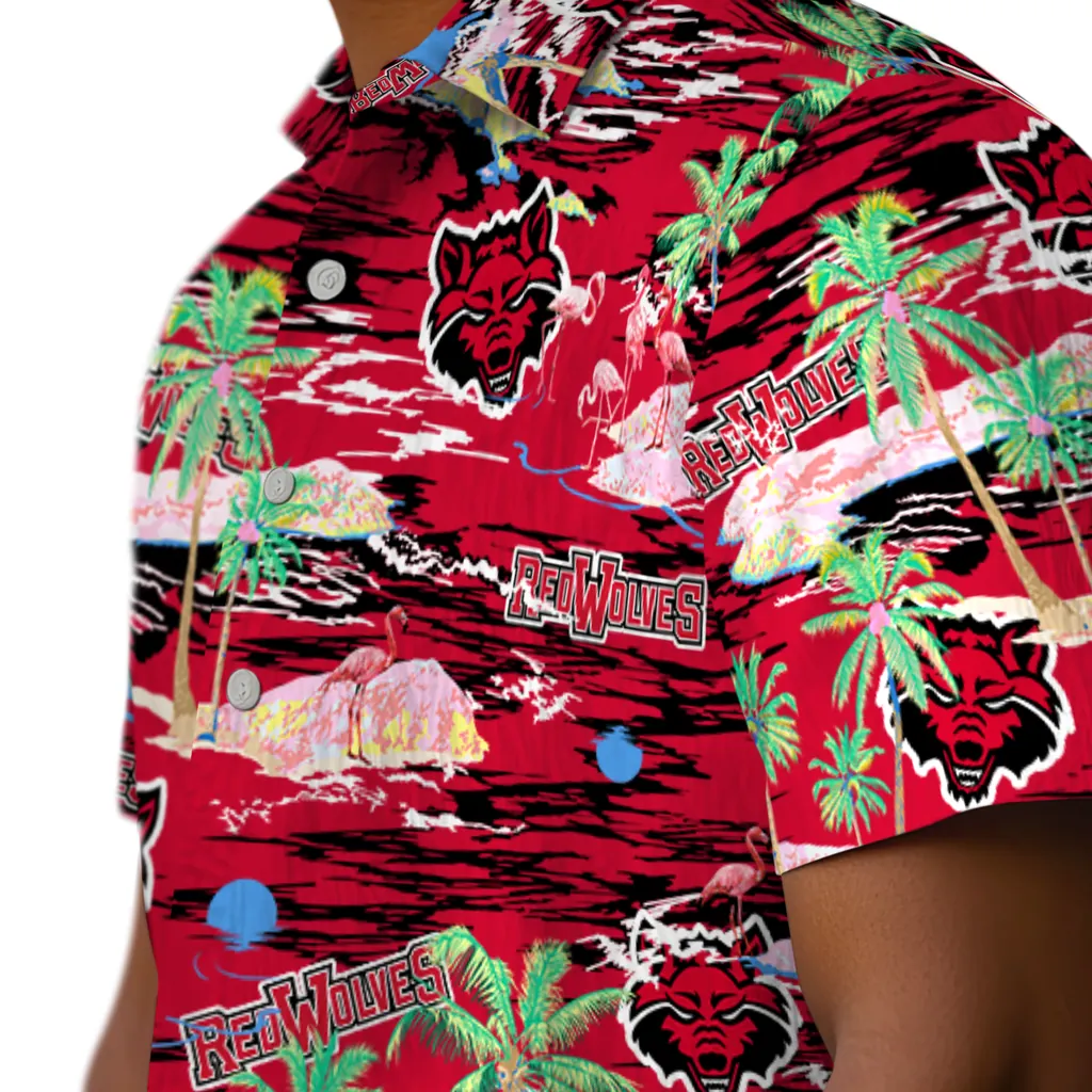 Arkansas State Red Wolves Hawaiian Shirt - Hawaii Island arkansas state red wolves flamingo retreat scarlet hawaiian shirts trendy