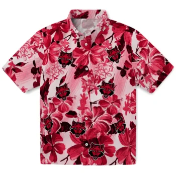 arkansas state red wolves hibiscus arrangement scarlet hawaiian shirts best selling
