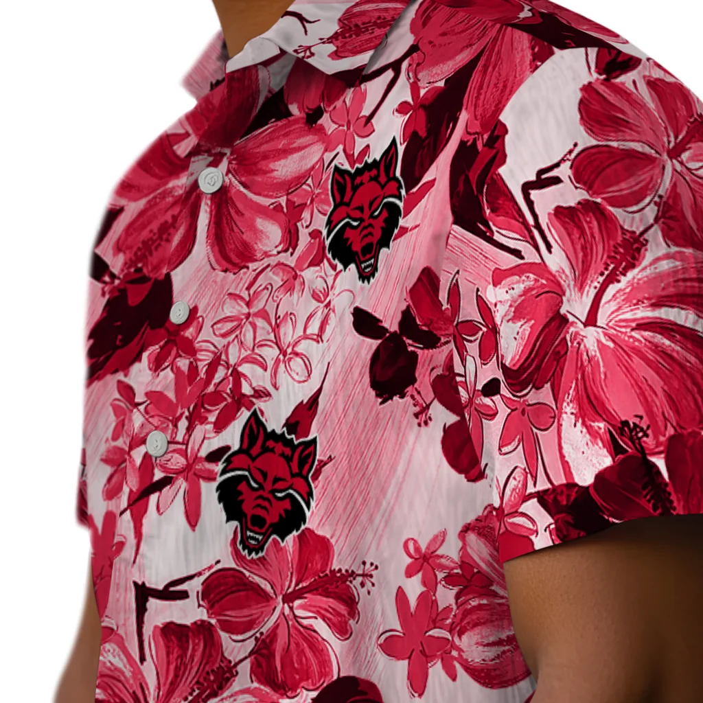 Arkansas State Red Wolves Hawaiian Shirt - Hibiscus Arrangement arkansas state red wolves hibiscus arrangement scarlet hawaiian shirts trendy