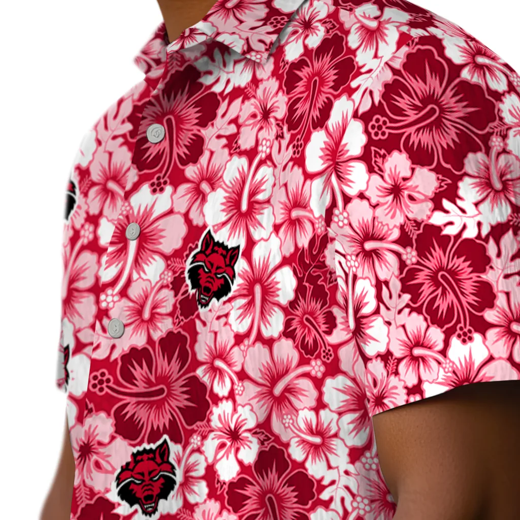 Arkansas State Red Wolves Hawaiian Shirt - Hibiscus Blooms arkansas state red wolves hibiscus blooms scarlet hawaiian shirts trendy