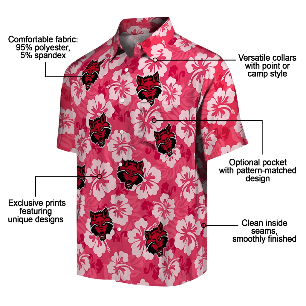 Arkansas State Red Wolves Hawaiian Shirt - Hibiscus Cluster arkansas state red wolves hibiscus cluster scarlet hawaiian shirts new arrival