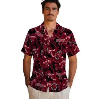 arkansas state red wolves hibiscus exotic scarlet hawaiian shirts fashion forward