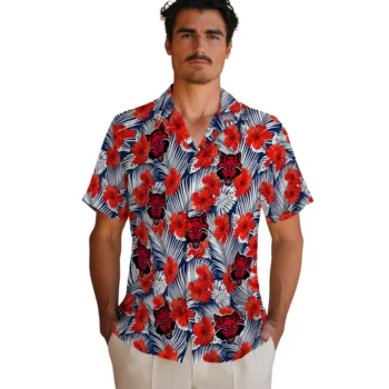 arkansas state red wolves hibiscus fiesta red royal blue hawaiian shirts fashion forward