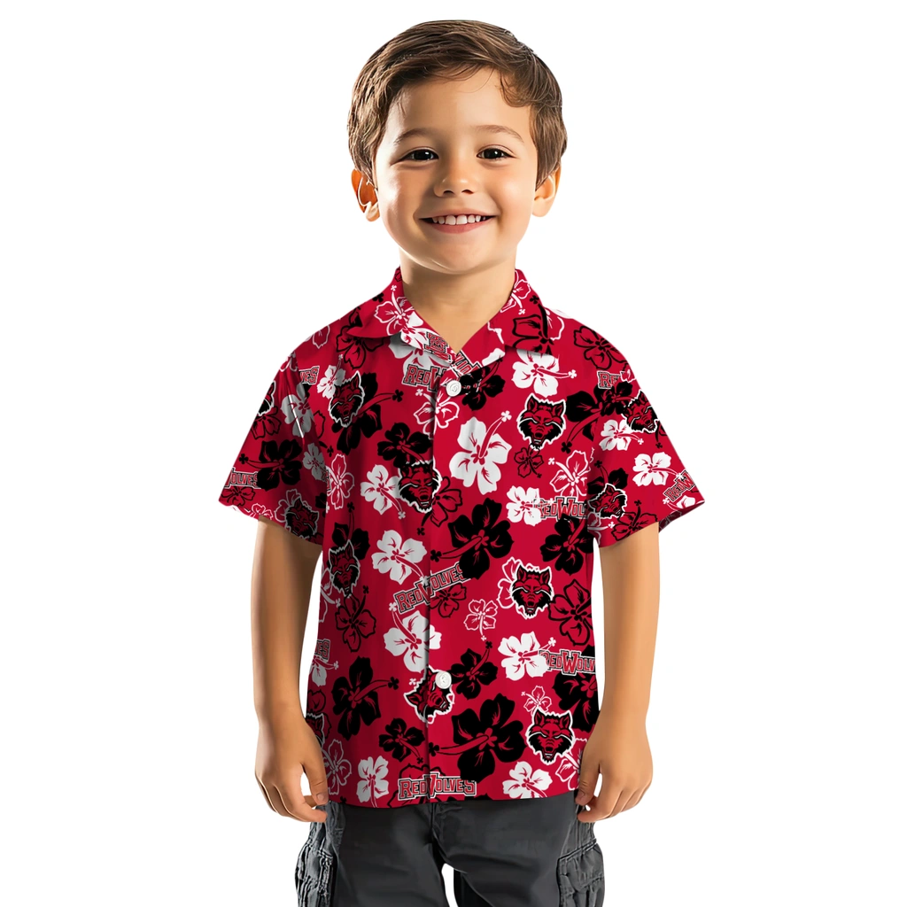 Arkansas State Red Wolves Hawaiian Shirt - Hibiscus Flower Design arkansas state red wolves hibiscus bloom scarlet hawaiian shirts top rated