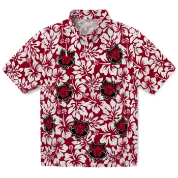 arkansas state red wolves hibiscus motif scarlet white hawaiian shirts best selling