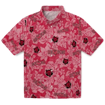 arkansas state red wolves hibiscus oasis scarlet hawaiian shirts best selling