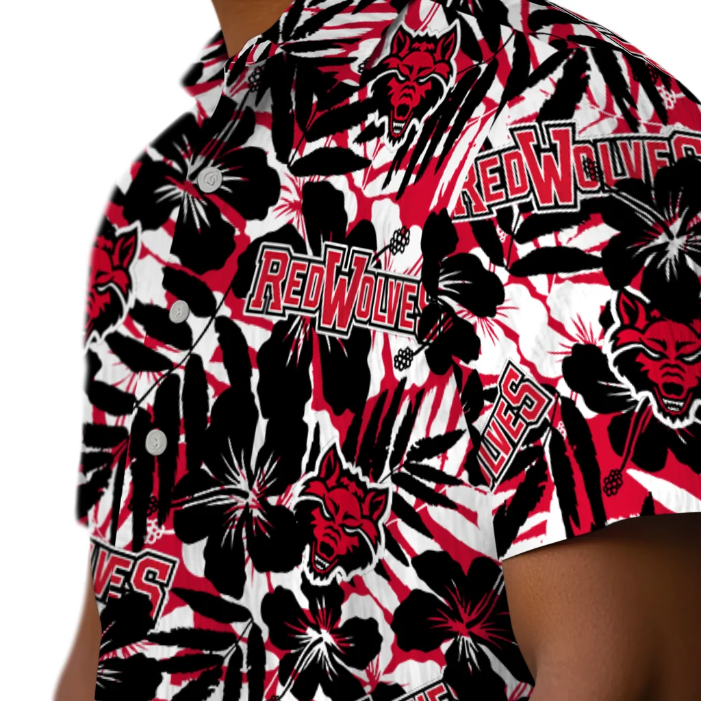Arkansas State Red Wolves Hawaiian Shirt - Hibiscus Overlay arkansas state red wolves hibiscus overlay hawaiian shirts trendy
