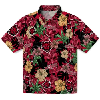 arkansas state red wolves tiki jungle scarlet hawaiian shirts best selling