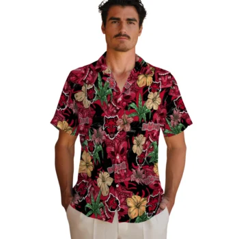 arkansas state red wolves tiki jungle scarlet hawaiian shirts fashion forward