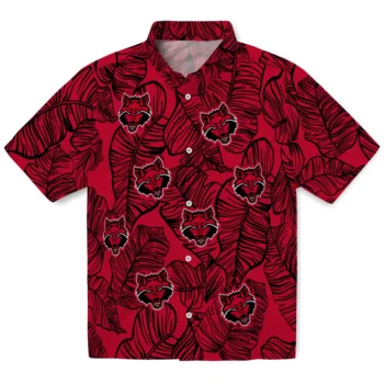 arkansas state red wolves leaf outline scarlet hawaiian shirts best selling