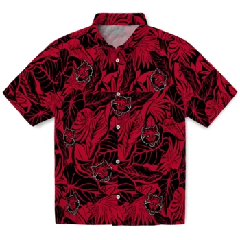 arkansas state red wolves monstera layer scarlet hawaiian shirts best selling