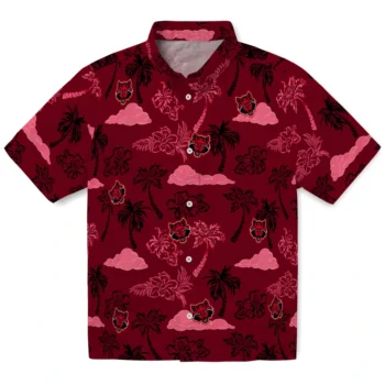 arkansas state red wolves palm and clouds scarlet hawaiian shirts best selling