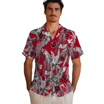 arkansas state red wolves palm leaves scarlet hawaiian shirts fashion forward