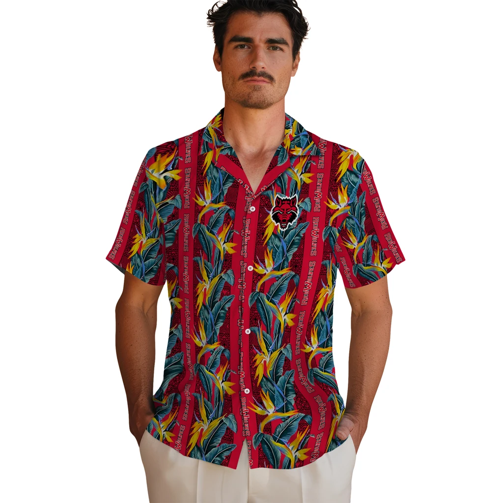 Arkansas State Red Wolves Hawaiian Shirt - Paradise Vines arkansas state red wolves paradise vines scarlet hawaiian shirts fashion forward