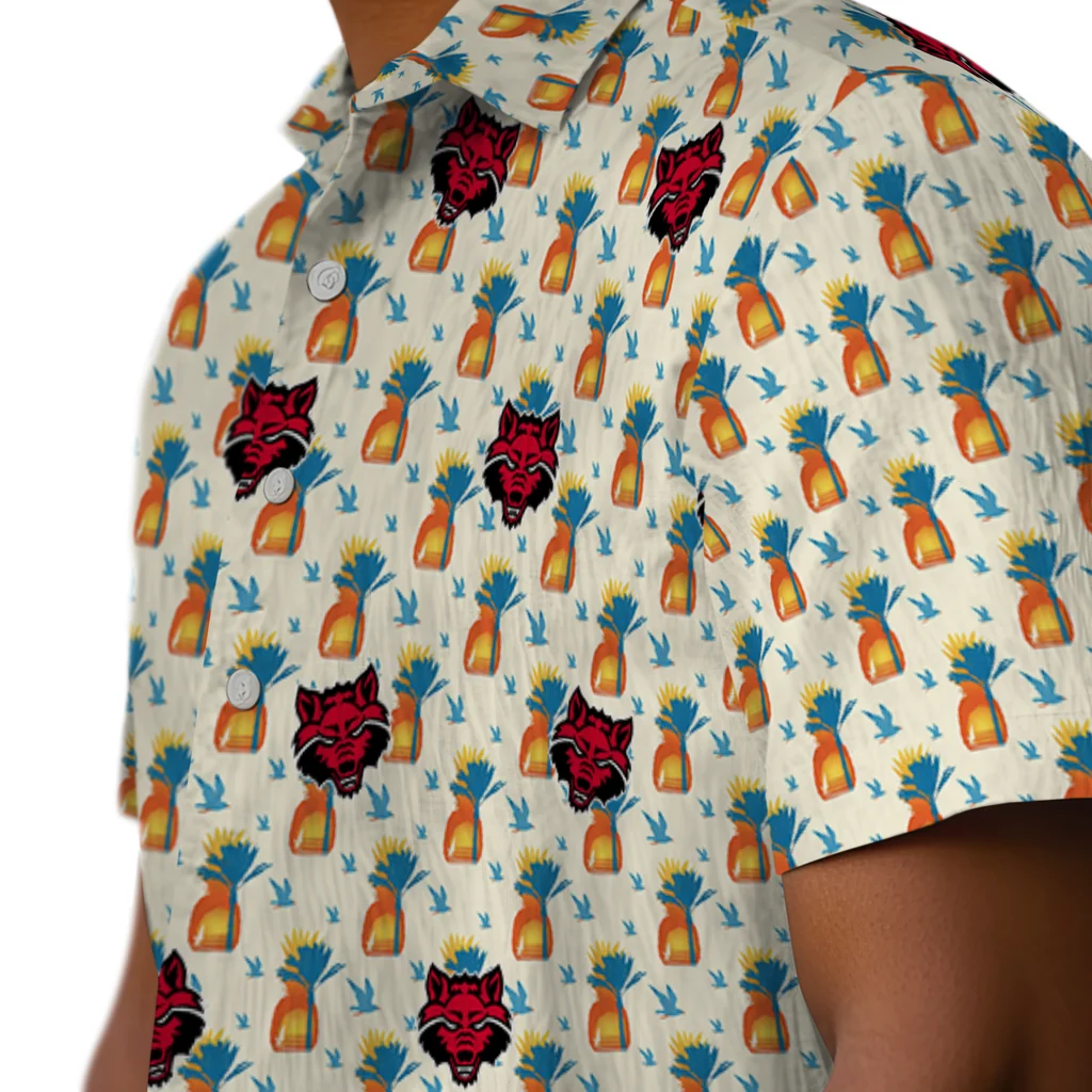 Arkansas State Red Wolves Hawaiian Shirt - Pineapple Delight arkansas state red wolves pineapple delight beige hawaiian shirts trendy