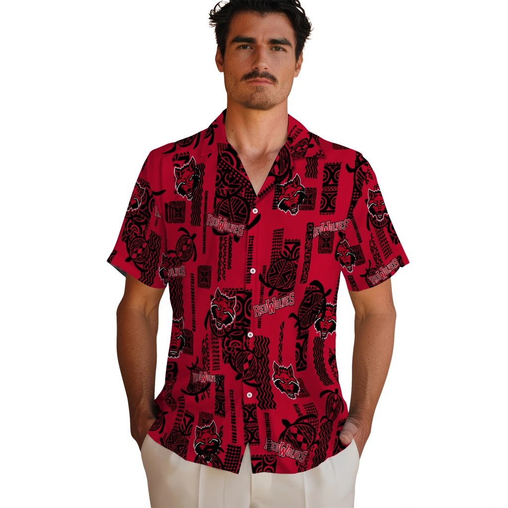 Arkansas State Red Wolves Hawaiian Shirt - Turtle Lines arkansas state red wolves turtle lines scarlet hawaiian shirts fashion forward