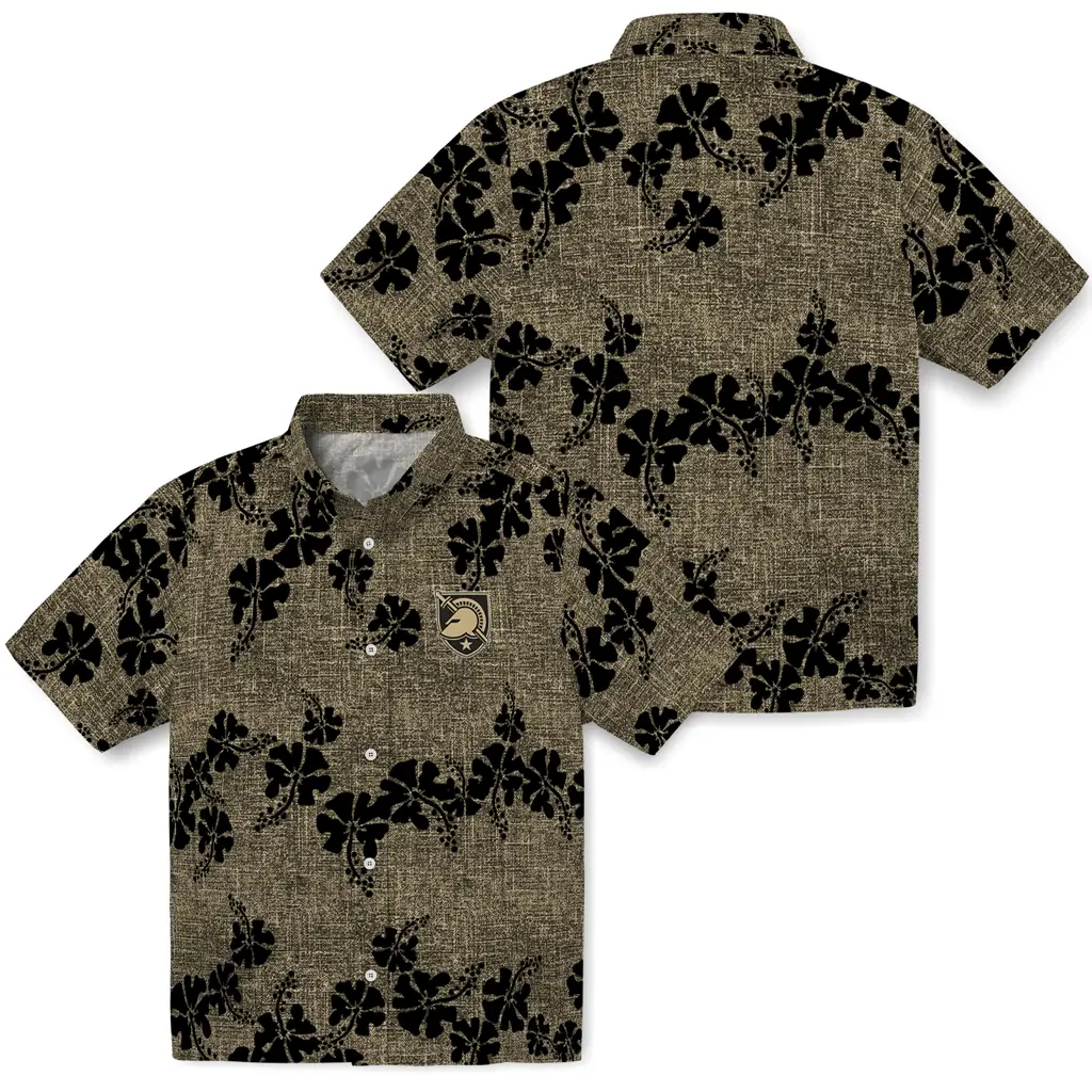 Army Black Knights Hawaiian Shirt - 50th State Flower army black knights hibiscus petals gold hawaiian shirts high quality