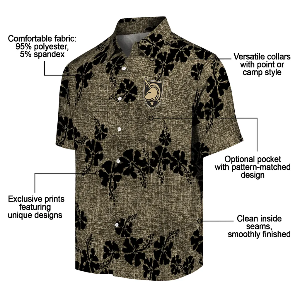 Army Black Knights Hawaiian Shirt - 50th State Flower army black knights hibiscus petals gold hawaiian shirts new arrival