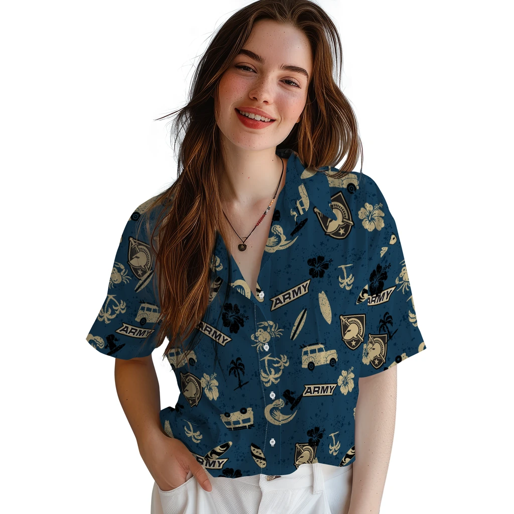 Army Black Knights Hawaiian Shirt - Beach Vibe army black knights beach vibe navy hawaiian shirts latest model