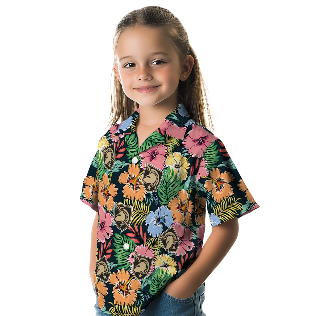 Army Black Knights Hawaiian Shirt - Brilliant Hibiscus Garden army black knights brilliant hibiscus garden hawaiian shirts premium grade